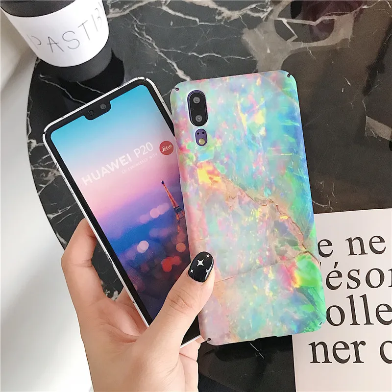 Жесткий чехол LANCHE для телефона Huawei P Smart, мраморный чехол для телефона Huawei P20 Lite Mate 20 Pro, чехол для Honor 10 lite
