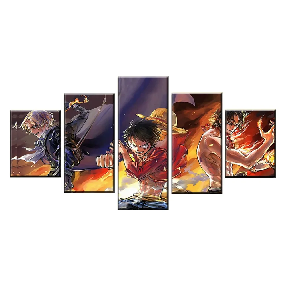 

5 Pieces Cartoon One Piece Modular Picture Modern Home Wall Decor Canvas Art HD Print Anime Character Painting On Canvas Artwork
