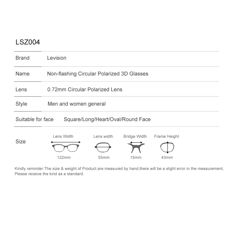 Le Vision 3D клип на очки пассивный RealD IMAX красный синий голубой для круглые