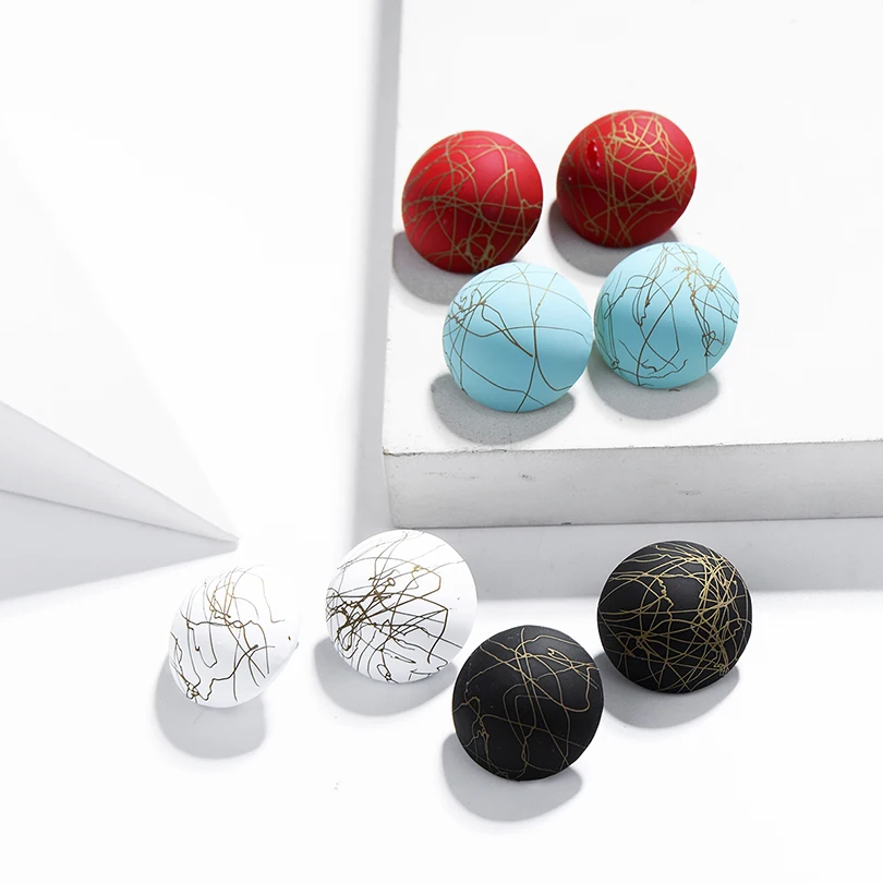 Винтажная модная Кнопка заклепка ярких цветов серьги для женщин уникальные