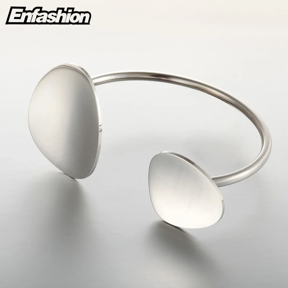Enfashion, Браслет-манжета с цветочными лепестками, маншет, золотой цвет, нержавеющая сталь, браслет для женщин, браслеты, браслеты, Pulseiras - Окраска металла: Silver color