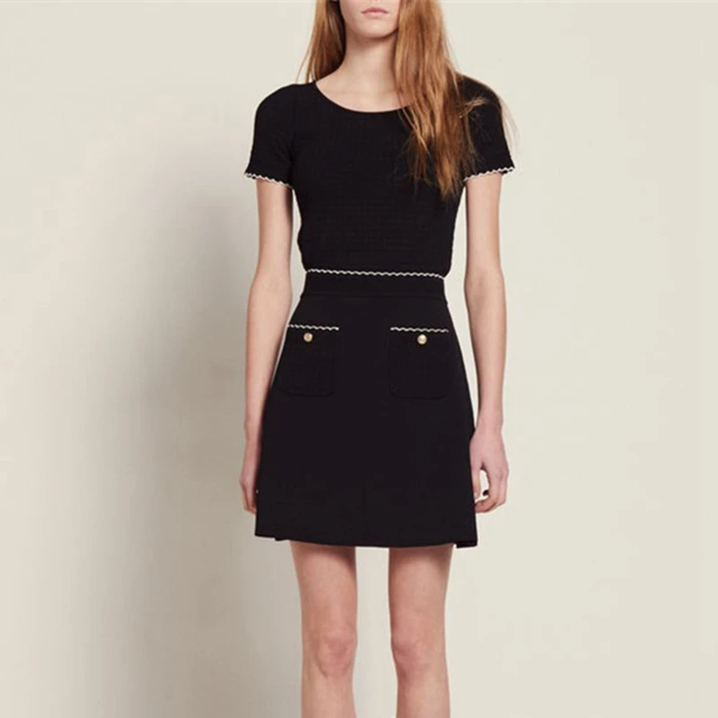 2019 высокое качество узорчатые топы и юбки комплект из двух предметов Женские