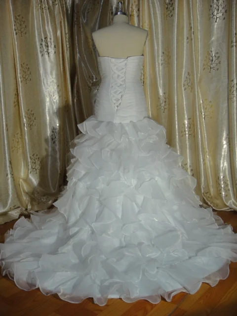 Robe Mariage 2016 индивидуальный заказ Белый/Кот органзы Pleat Бисер Кристалл оборками-line