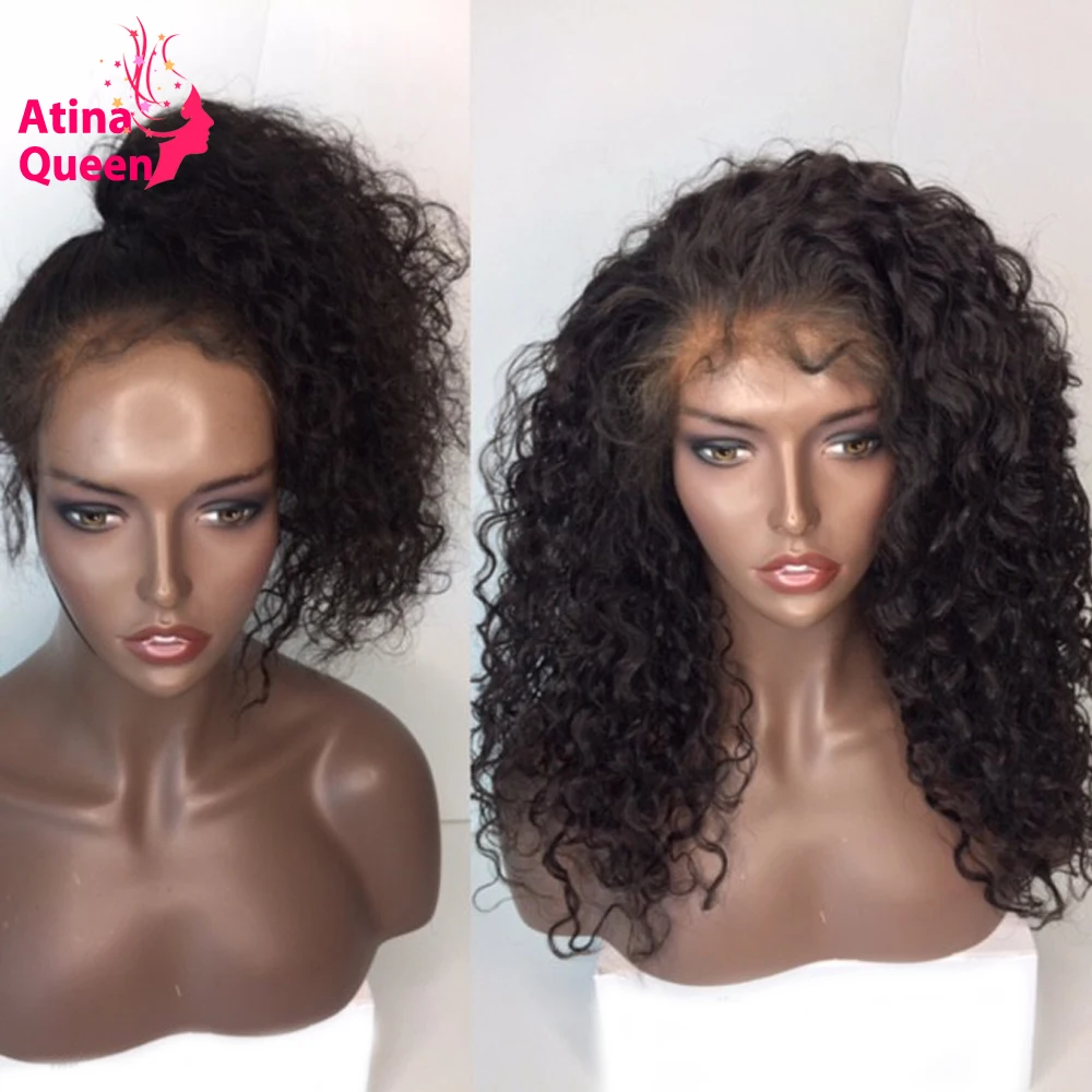Atina Queen Hair Products Glueless полные парики шнурка для женщин волна воды Remy человеческих