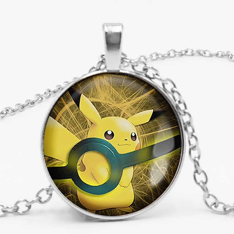 Pokeball ожерелье с кулоном модное милое Покемон Umbreon Круглый купол стеклянный Vaporeon детское ожерелье с кулоном Мега подарок дружбы - Окраска металла: 1
