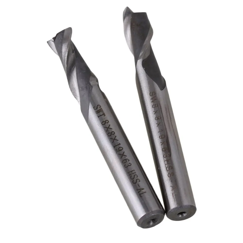 Твердосплавная высокоскоростная HSS 2 Флейта с прямым хвостовиком фреза Концевая 8