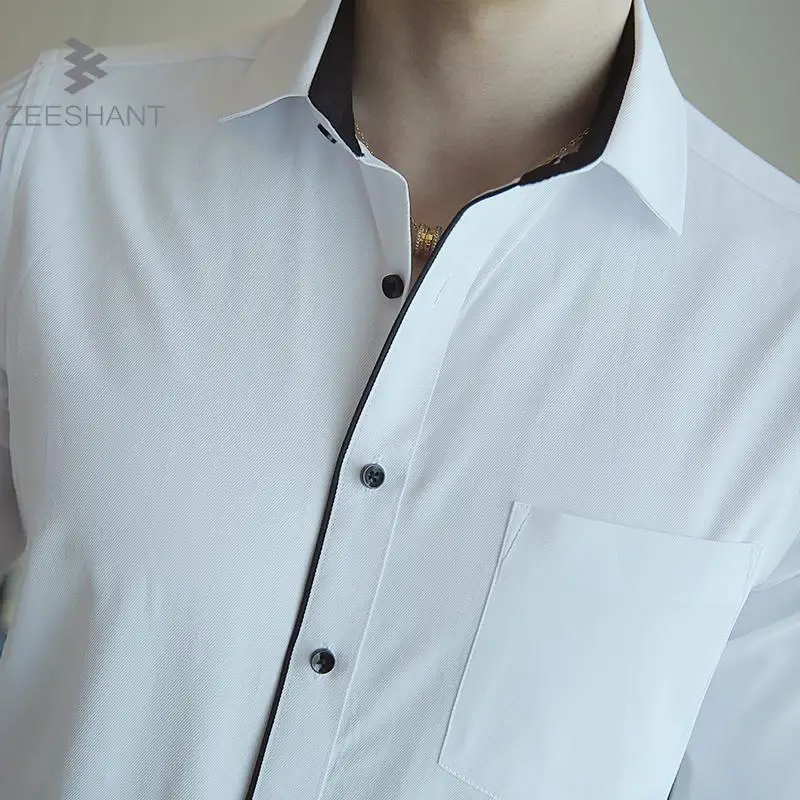 2018 Высокое качество классические твил Бизнес Для Мужчин's Рубашки для