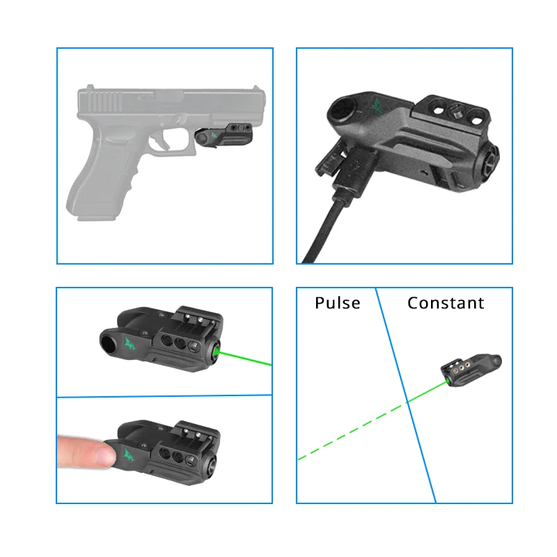

Subcompact Glock 19 Laser FDA Rechageable Tactical Rail Mounted Green Pistol Laser with Charger