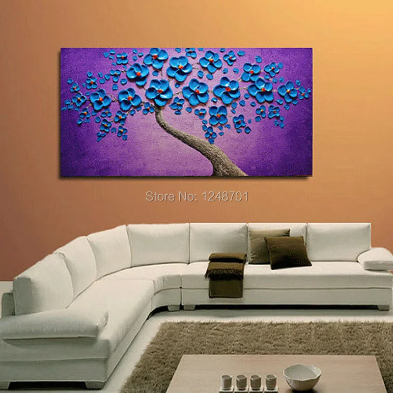 Цветущее дерево ручной работы пейзаж картина маслом тяжелая толстая палитра нож