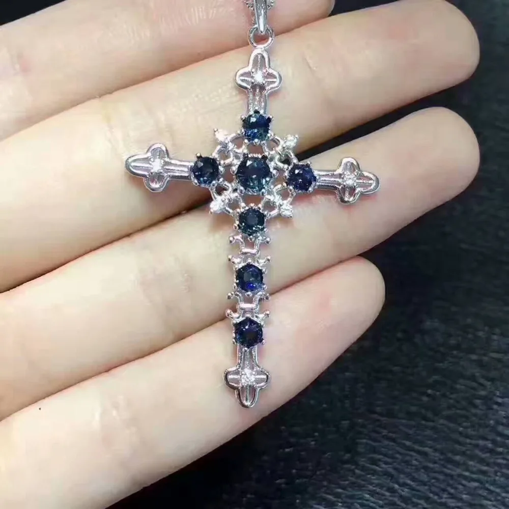

Женский кулон с голубым сапфиром, из серебра 925 пробы, с натуральным драгоценным камнем