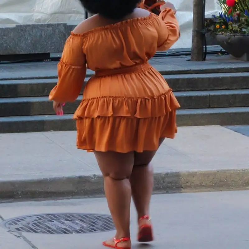 Оранжевый плюс Размеры вечерние элегантные Винтаж шик Для женщин платья с