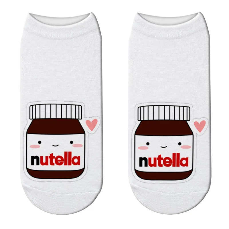 1 Kawaii Nutella/носки с 3D принтом женские милые носки хлопковые с забавным Femme Повседневные популярные корейские носки до щиколотки Spaort Sox - Цвет: 1