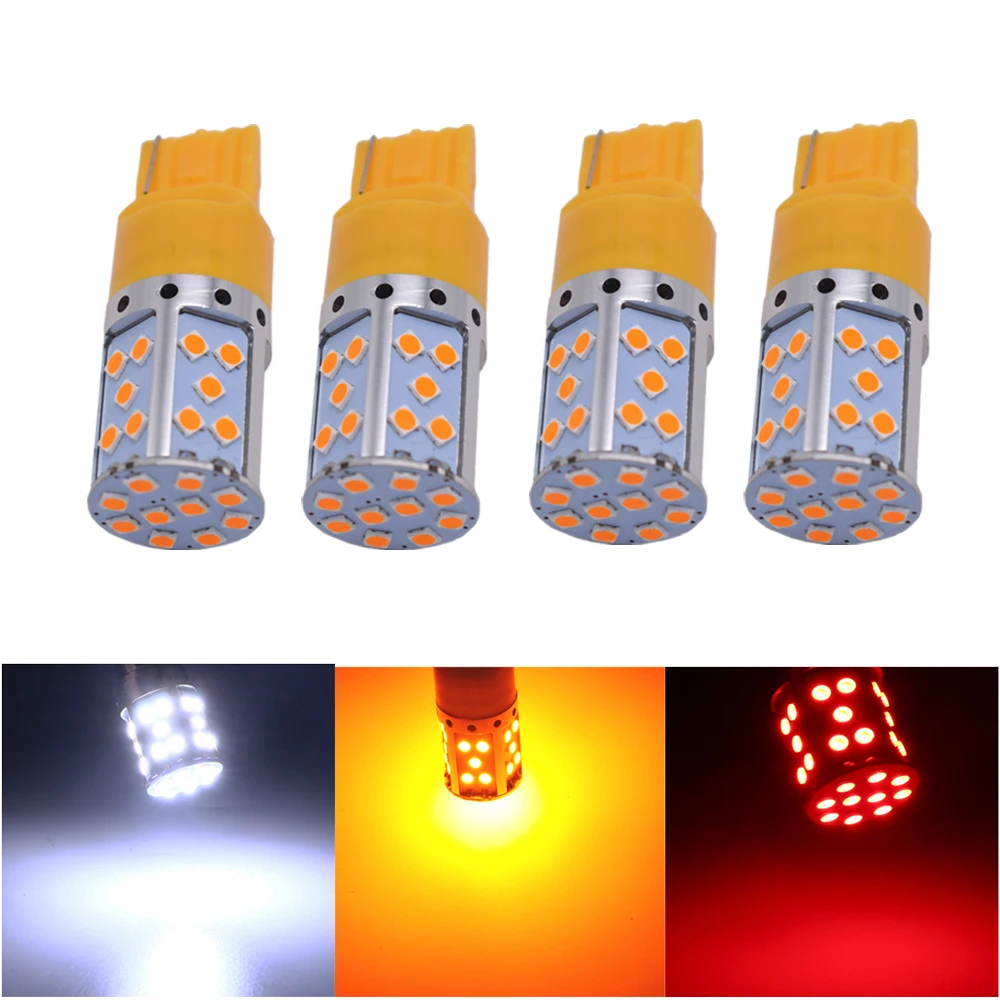 

YSY 4PCS T20 W21W 7440 3030 35 SMD NO Error Canbus No hyper flash Car Reverse Backup Stop Lights Rear Turn Signal Lights 2800Lm