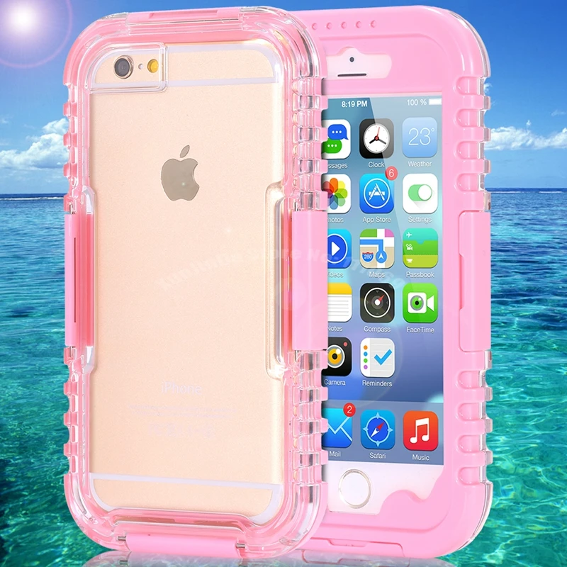 

100pcs 6S Waterproof Transparent Crystal Clear Case For iphone 6S/6 Plus Swimming Diving Cellphone Hard Full Cover For iphone 6S