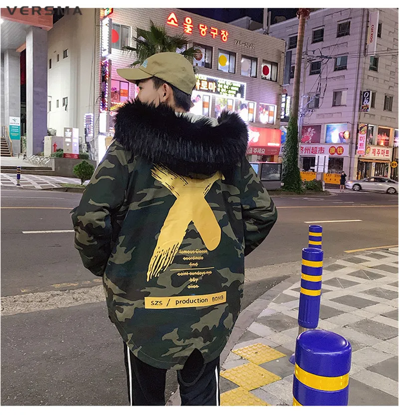 VERSMA High Street X камуфляжная зимняя куртка-бомбер, парка для мужчин в Корейском стиле Харадзюку, летная Военная парка для мужчин, Прямая поставка