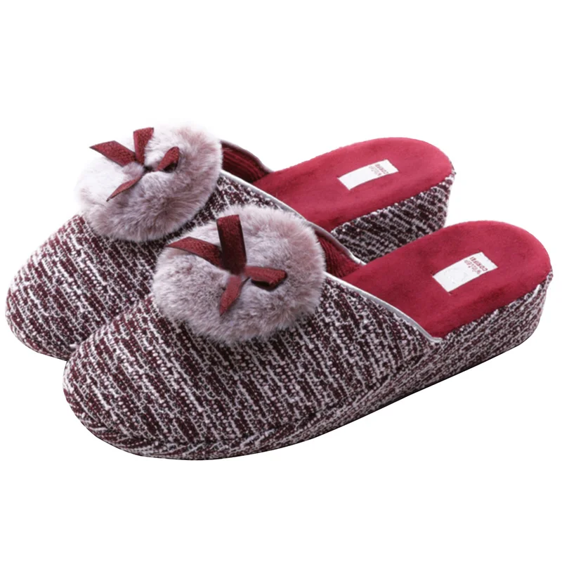 Домашние хлопковые тапочки для осени и зимы женские красивые плюшевые домашние