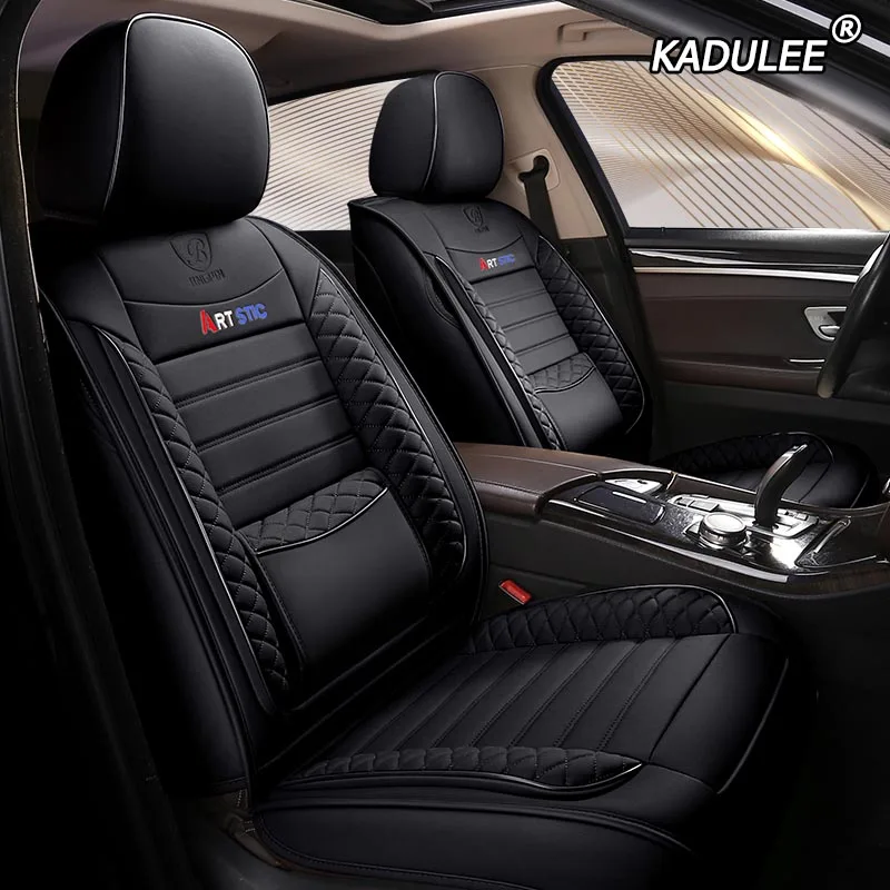KADULEE кожаный чехол автокресла для mitsubishi pajero 4 2 sport outlander xl asx аксессуары lancer Чехлы для сидения автомобиля авто - Название цвета: black