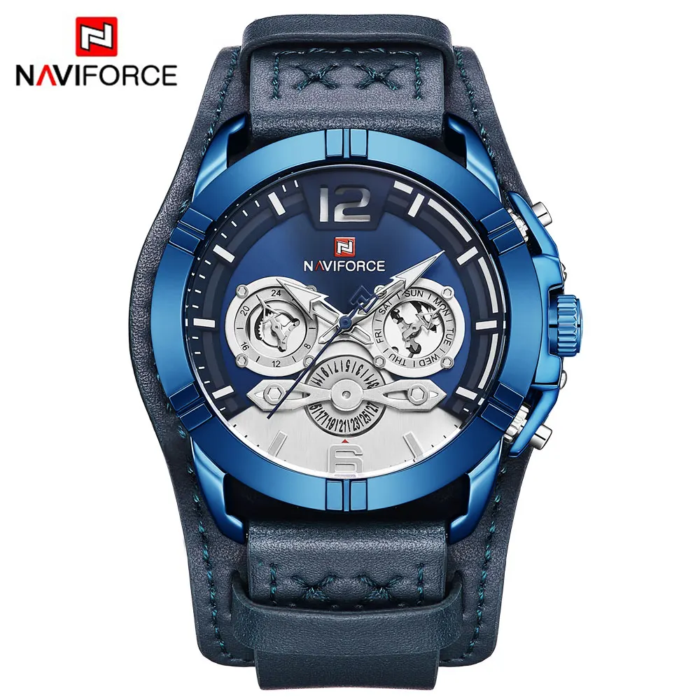 Часы наручные NAVIFORCE Мужские кварцевые брендовые Роскошные повседневные