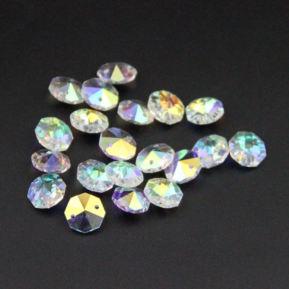 1000 шт./лот 14 мм хрустальные бусины стекло восьмиугольник с 2 отверстия для Ab