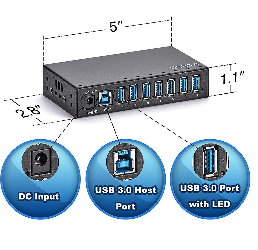 Новое поступление Модель 7 порт USB 3,0 Супер скорость USB хаб со смарт-зарядным портом от Sipolar производители