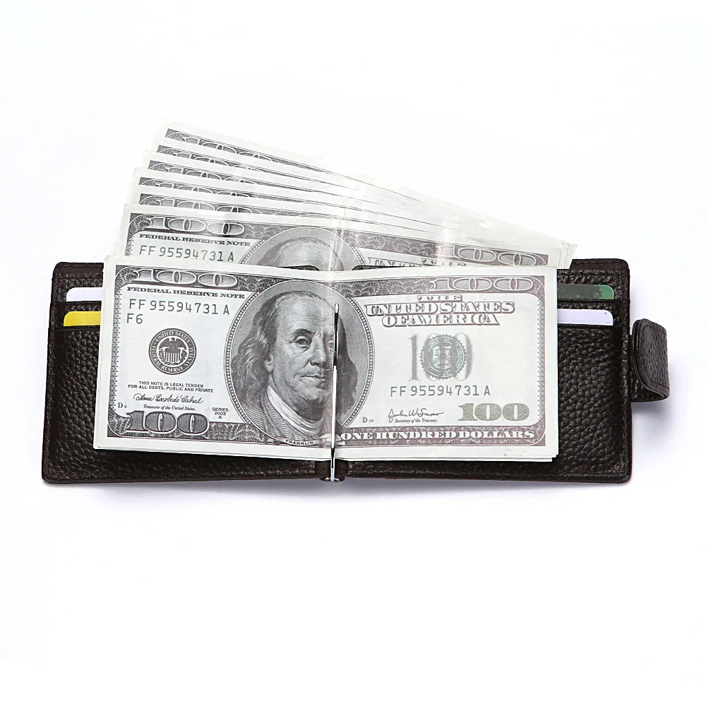 Мужской кошелек из натуральной кожи с защитой от RFID тонкий металлической