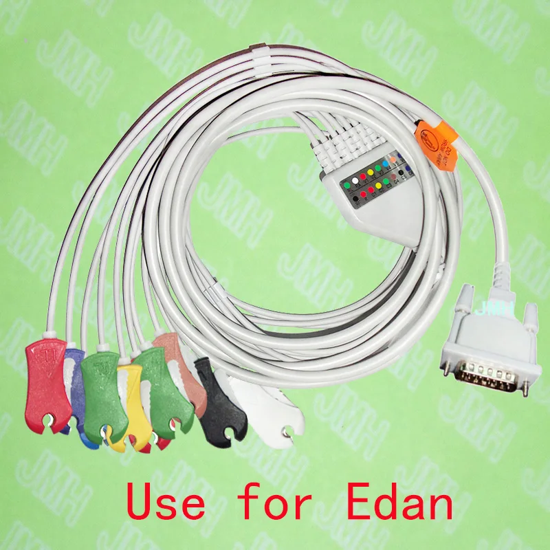 Совместим с EDAN SE 1/SE 3/SE 601A EKG машина цельный 10 свинцовый ECG кабель и зажим leadwires IEC