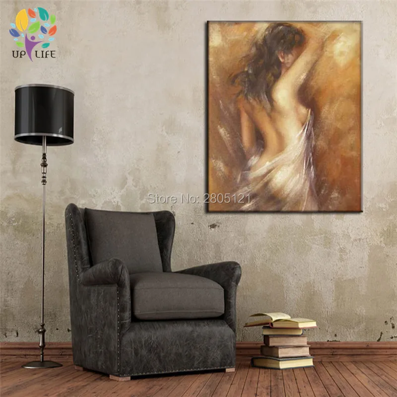 The Bathing woman CANVAS painting Hand Painted retro vintage nude special art gift for home decoration naked picture | Дом и сад