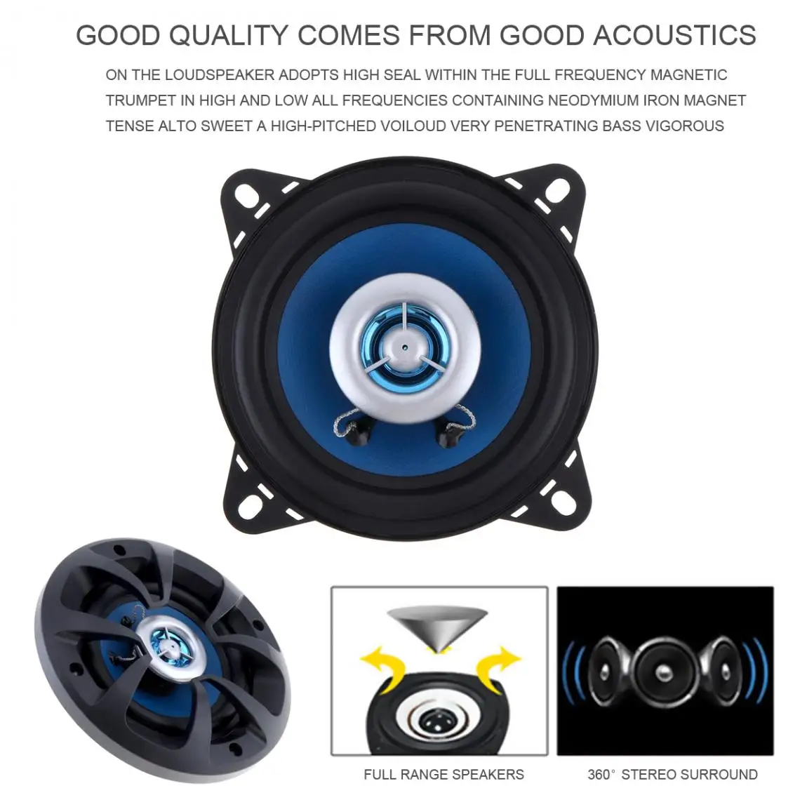 2 шт. автомобильный сабвуфер LABO 4 дюйма 80 Вт|car coaxial speaker|coaxial speakercar speaker |