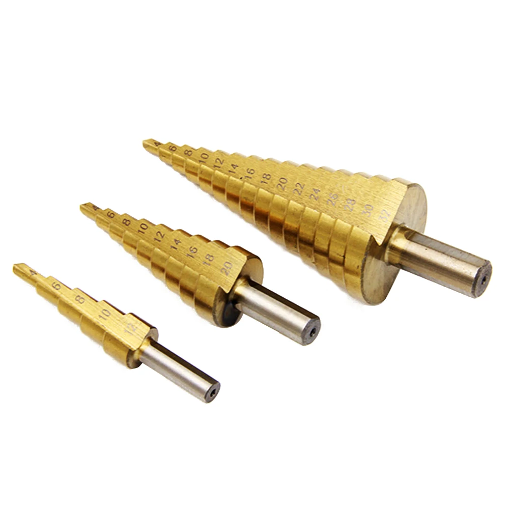 Титановое ступенчатое сверло из быстрорежущей стали 4 12/20/32 мм Коническое