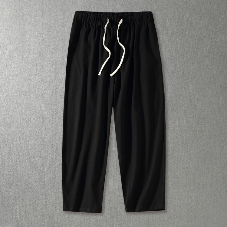 

Big size men's linen Ankle-Length Pants plus size casual Linen male Chinese style Drawstring loose Hallen trousers hip hop