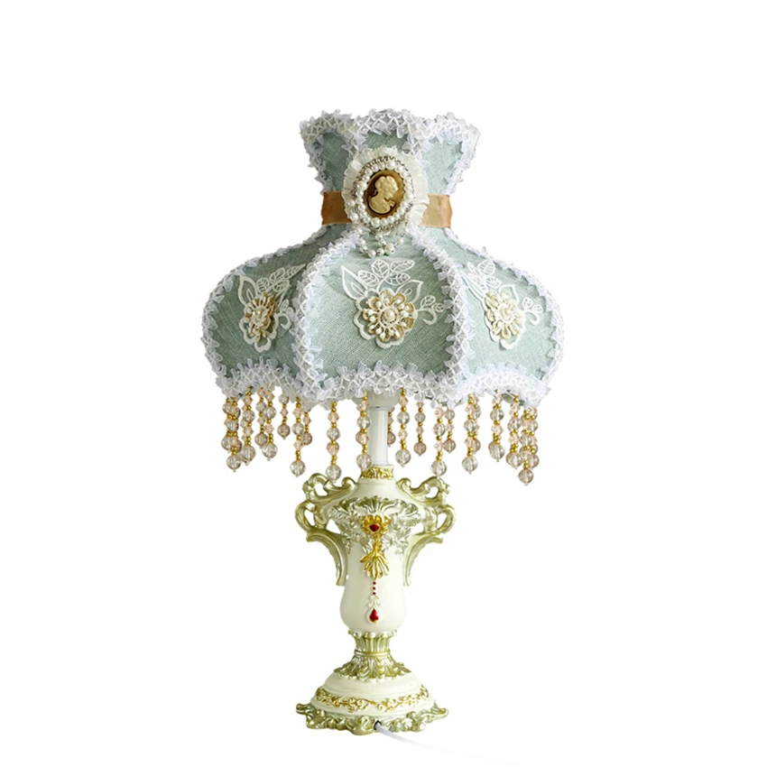 Европейские кружевные розовые настольные лампы прикроватная лампа для спальни