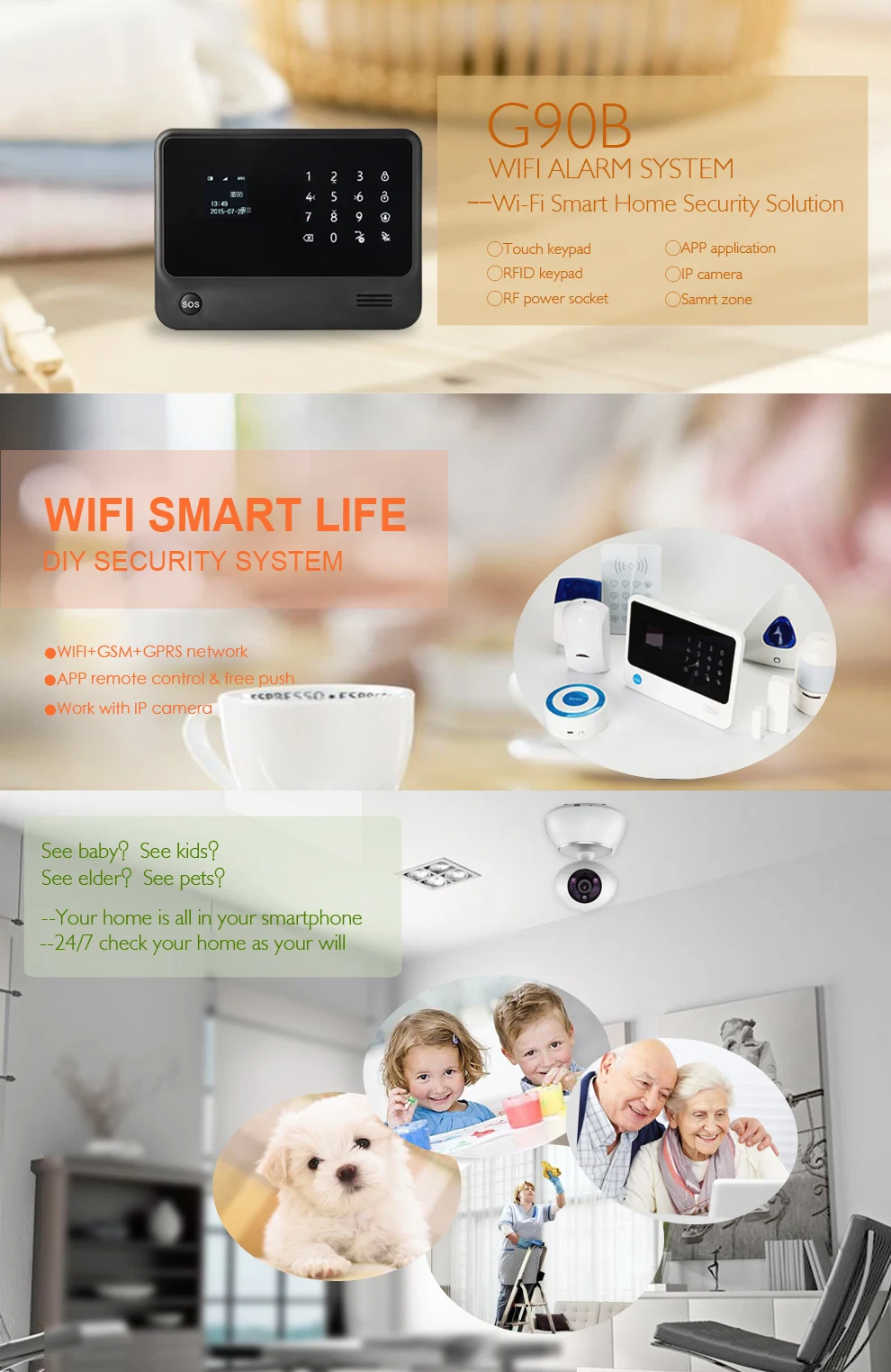 SmartYIBA G90B Plus беспроводная сенсорная панель SOS аварийная GSM сигнализация Wifi сигнализация DIY комплект приложение дистанционное управление GPRS SMS