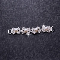 diy 10pcs lovely bowknot pearl decoration glass rhinestone shoes buckles accessories for bridal bikini connector buckles copper