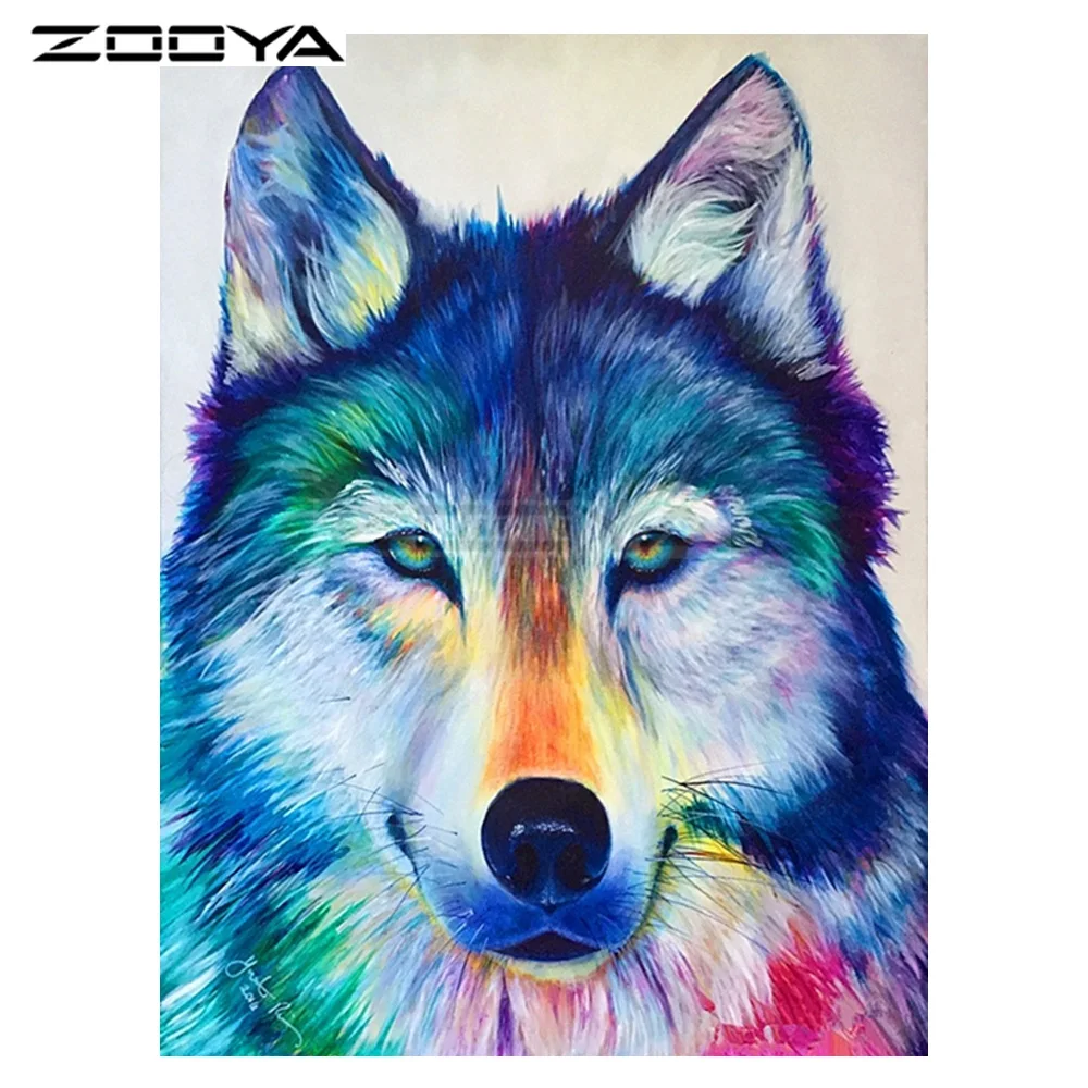 ZOOYA 5D DIY Алмазная вышивка цветной волк животное Картина Вышивка крестом