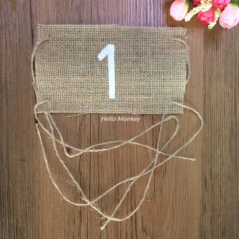 10 шт./компл. джутовый баннер с пеньковой веревкой мешковины стол номер Таблица
