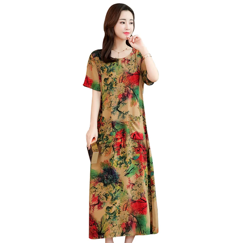 платье женское Летний стиль 2019 с коротким рукавом круглым вырезом д|Женские