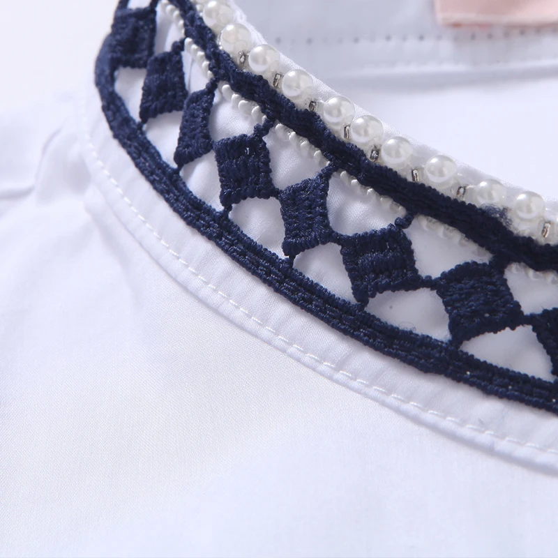 Женские хлопковые рубашки с вышивкой блузки рукавом три четверти темно синие