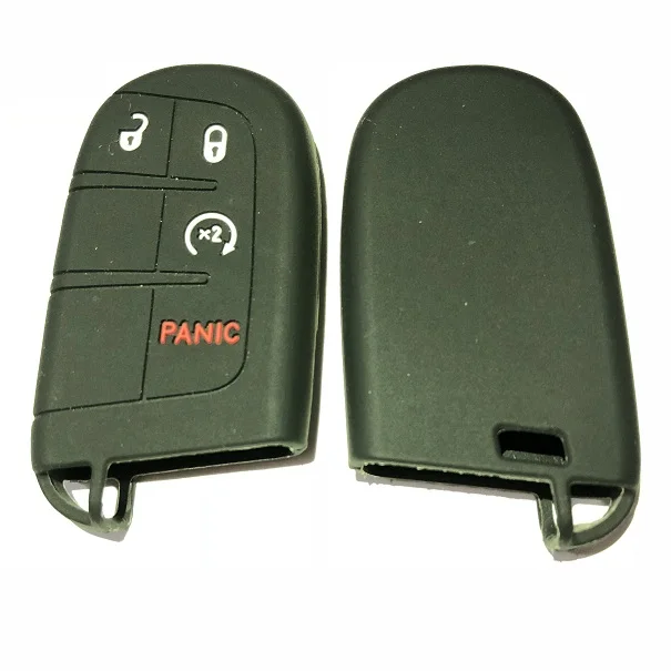 3+ Panic Smart Key control FOB Shell Holder чехол силиконовый чехол для Jeep Grand Cherokee Chrysler Dodge для Fiat 500X Автомобильный ключ - Название цвета: Черный