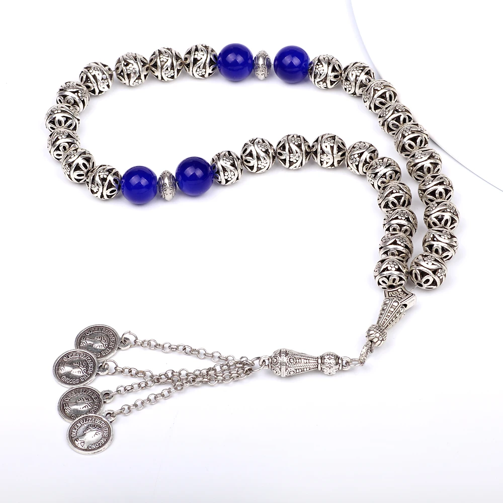 Магазин Tasbih 11 мм Серебряный круглый полый сплав четки мусульманский | Украшения и