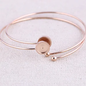 rose gold Reidgaller 5 шт. Розовая позолота Нержавеющая сталь 8 мм браслет из кабошона базовые заготовки diy манжета ободок настройки для ювелирных изделий - Цвет: rose gold