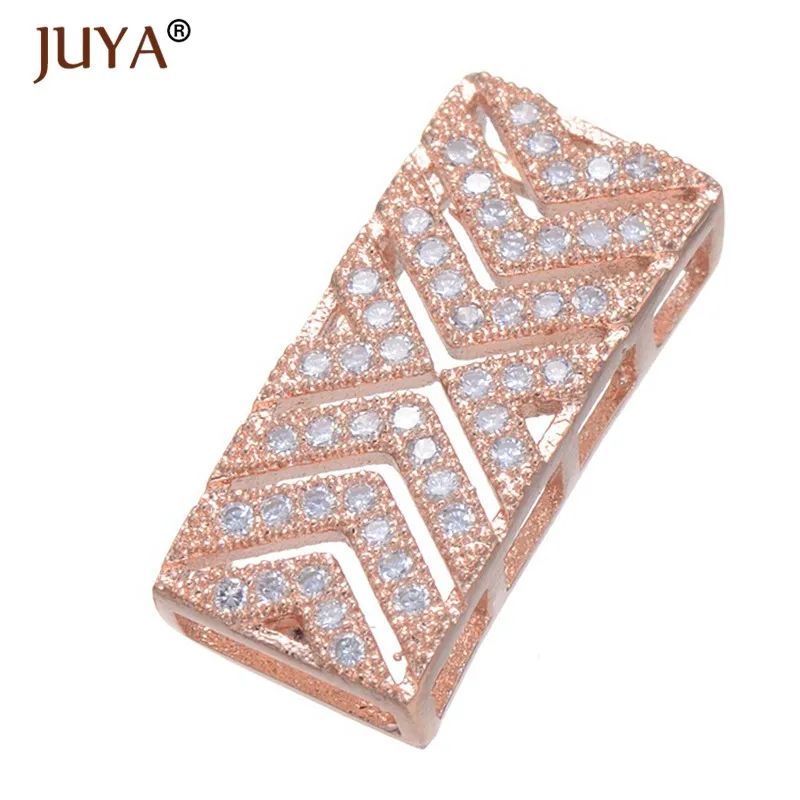 rose gold Роскошные ювелирные изделия из циркония компоненты квадратные прокладки для самостоятельного изготовления ювелирных изделий жемчужная подвеска для браслета, ожерелья соединители - Цвет: rose gold