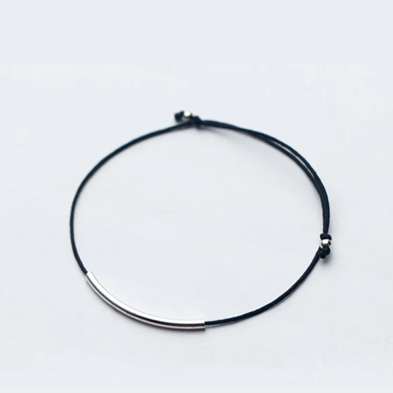 black La MaxZa красные нитяные браслеты из Веревки женские 925 Серебряный трубчатый браслет для женщин пара модных ювелирных изделий роскошные женские аксессуары - Окраска металла: black