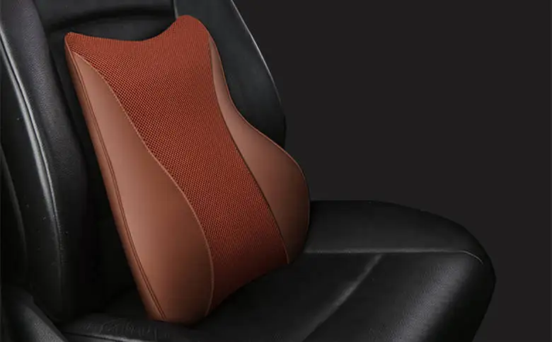 brown waist A 1pcs Дышащая Кожаная подушка под голову в машине с памятью на талии хлопок Автомобильная подушка для шеи поддержка сиденья четыре сезона подходит для большинства автомобилей - Цвет: brown waist A 1pcs