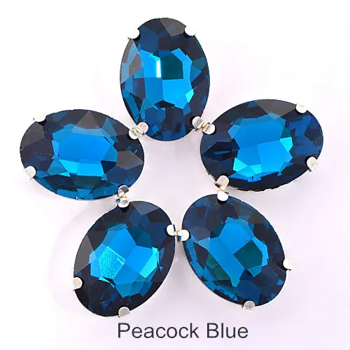 Peacock Blue Овальные разноцветные стеклянные стразы кристаллы пришивные стразы с когтями овальные стразы пришивные когти стразы свадебное платье B3176 - Цвет: Peacock Blue