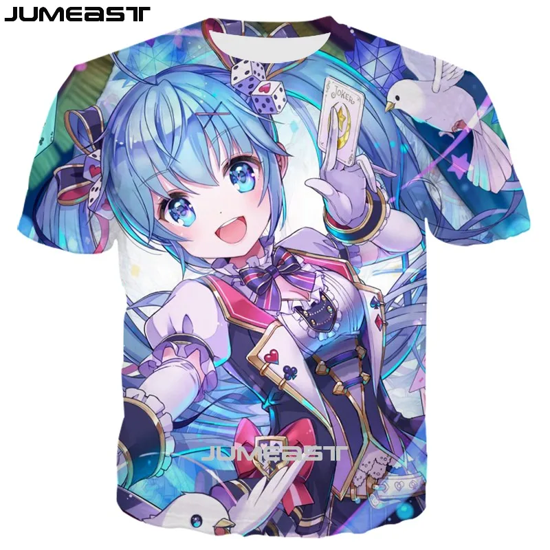 Бренд Jumeast, Мужская/женская футболка с 3D принтом, Аниме Vocaloid Hatsune Miku, короткий рукав, новинка, футболка, спортивный пуловер, летние топы, футболки