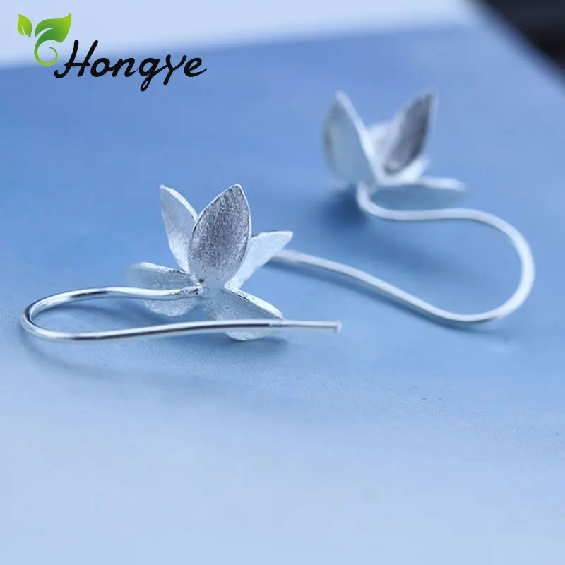 Hongye ручной работы серебряные 925 женские серьги цветок ушной крючок для чувствительных ушей качество настоящий опал жемчуг Висячие модные ювелирные изделия