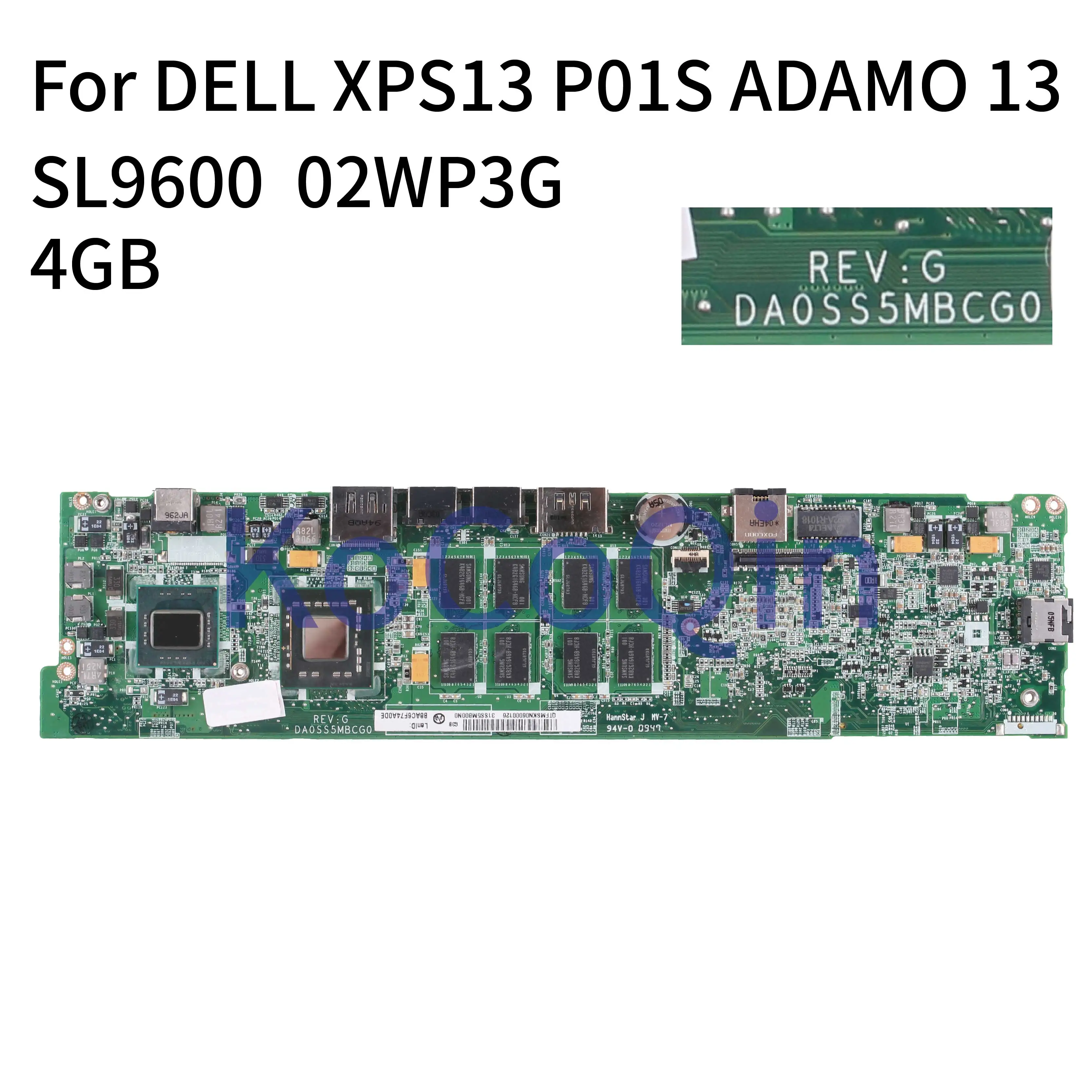 Kocoqin-placa-mãe para Laptop Dell Xps13 P01s Gamo 13 Core Sl9600 4gb Placa Principal Partes 02wpsubida Testada Placa-mãe para notebook