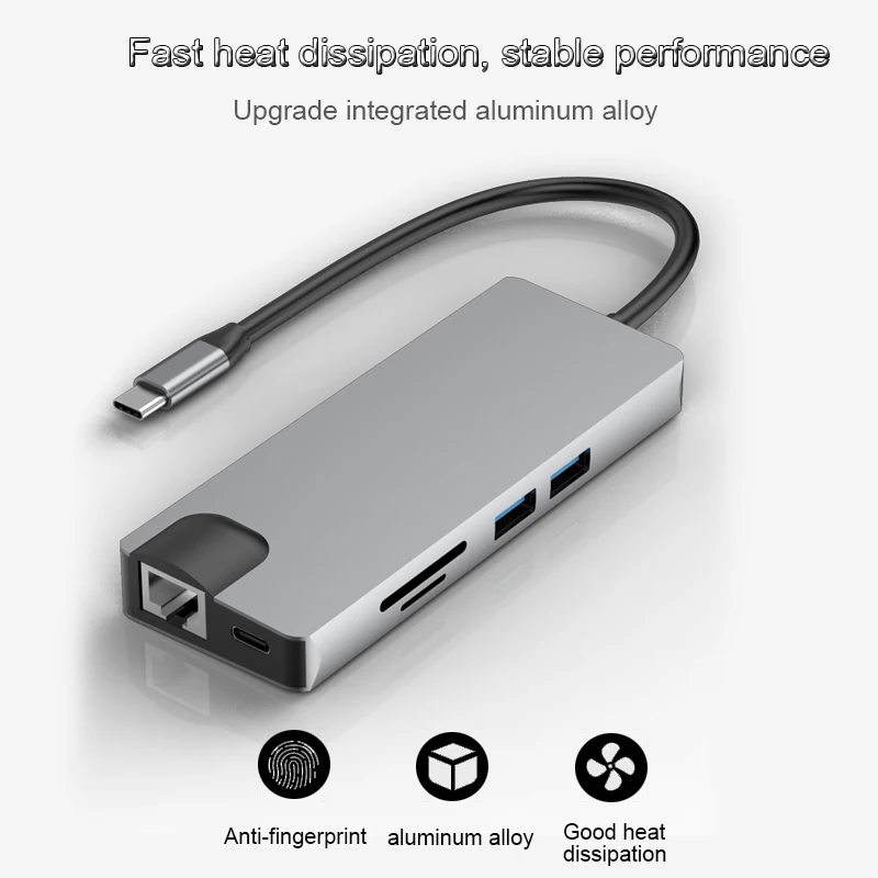 Basix USB-C HUB Type C HUB to USB 3.0 Thunderbolt 3 HDMI 3.5mm Audio RJ45 Adapter for MacBook Pro Samsung Galaxy S9 USB C HUB