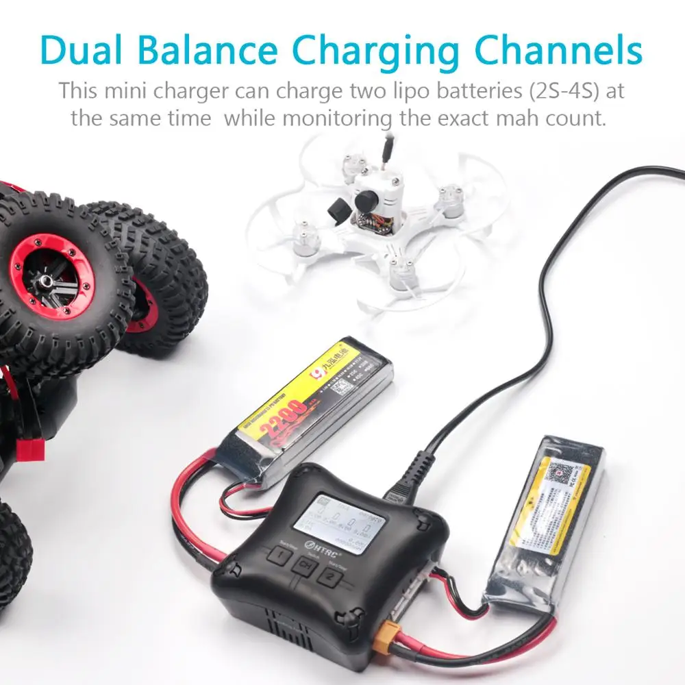 HTRC H4AC DUO 20 Вт x2 2A x2 мини портативное зарядное устройство RC 2-4s Lipo зарядное устройство с двумя портами