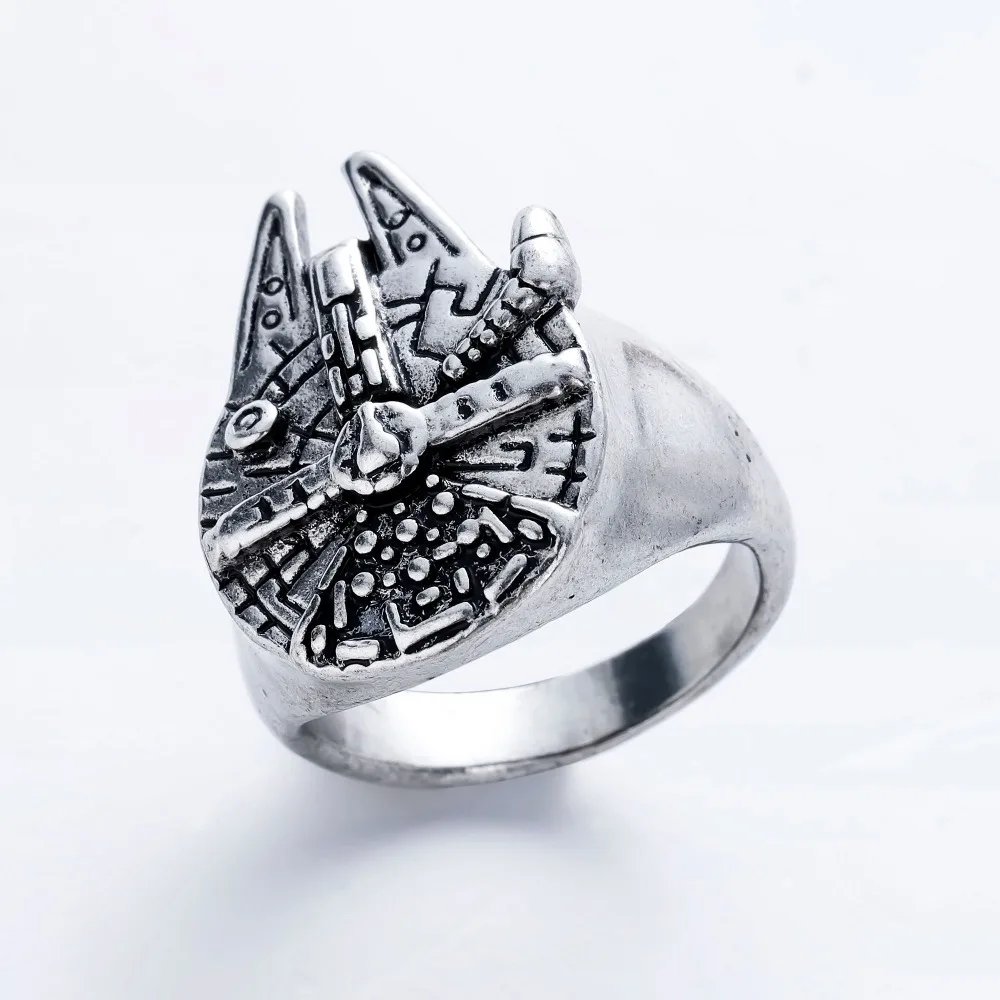 

DCARZZ Star Rings Men Trendy Jewelry Wedding Bands Accessories Antique Anakin Skywalker Millennium Falcon Rings Gift